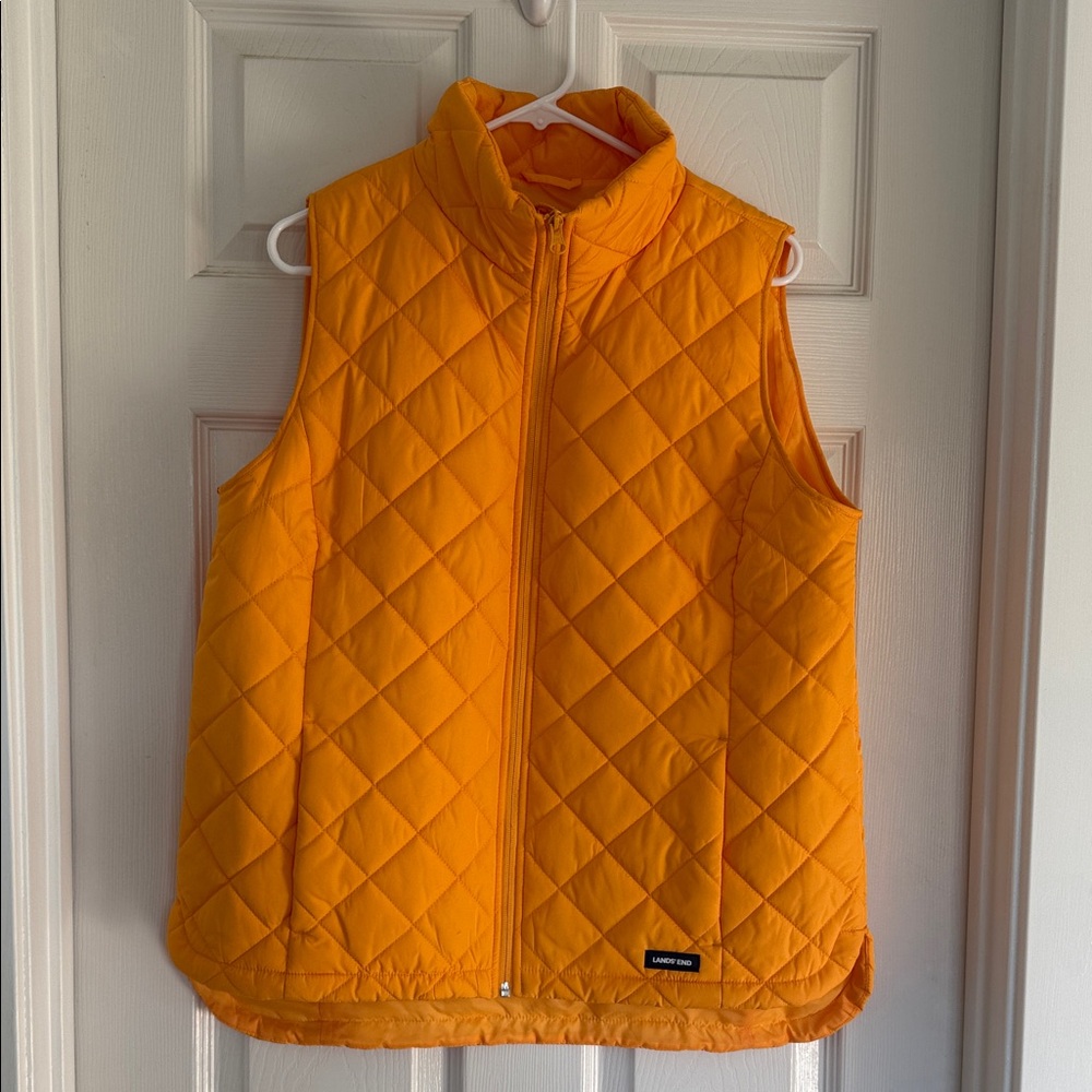 Lands' End Orange Quilted Puffer Vest